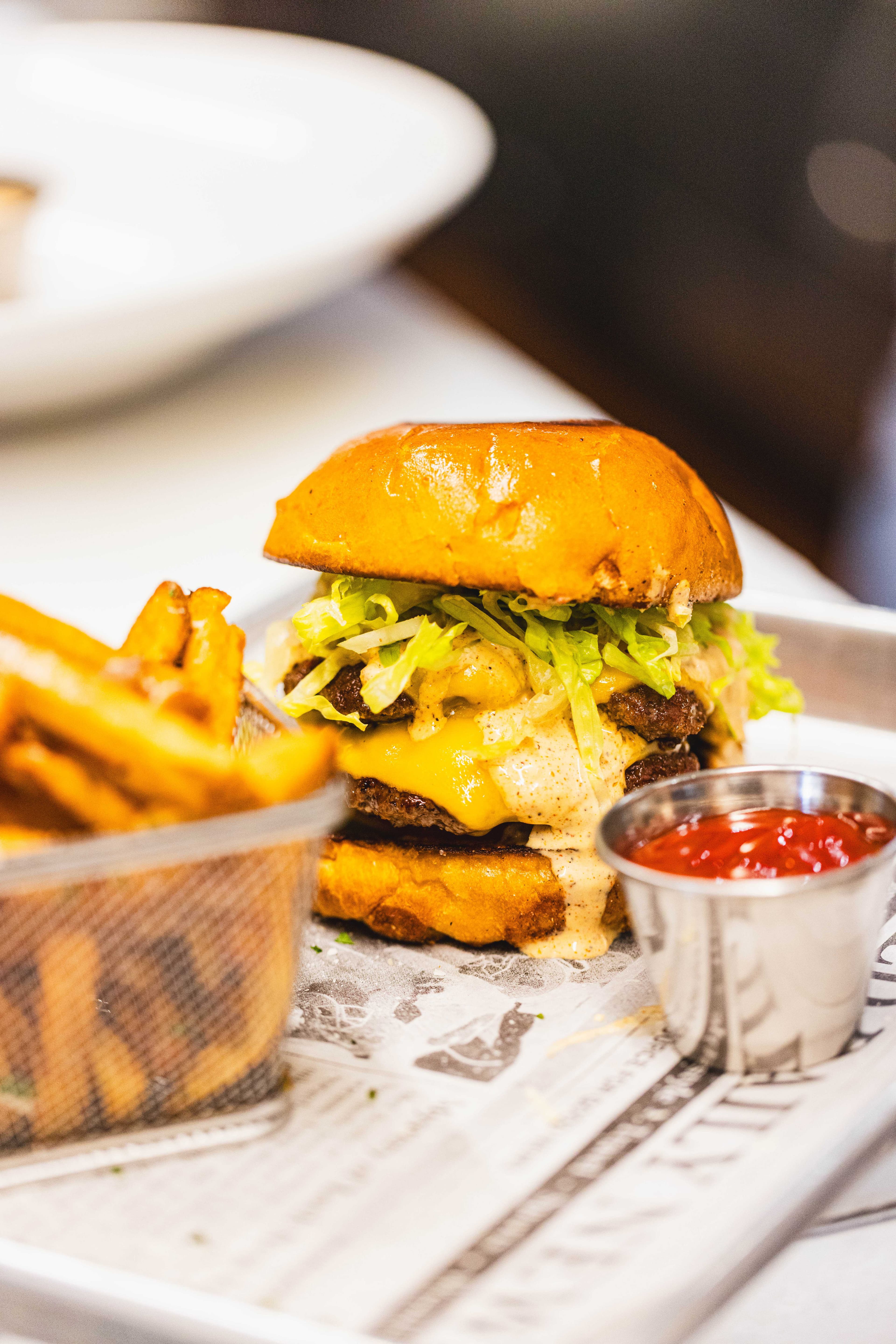 Smash burger with fries